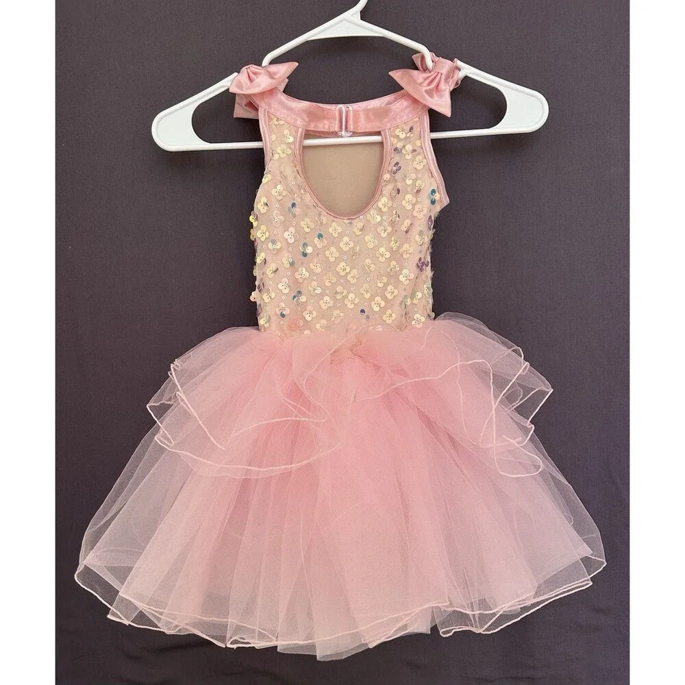 NWOT Weissman Girls Pink Sequin Tutu Dance Dress Costume SC 14385
